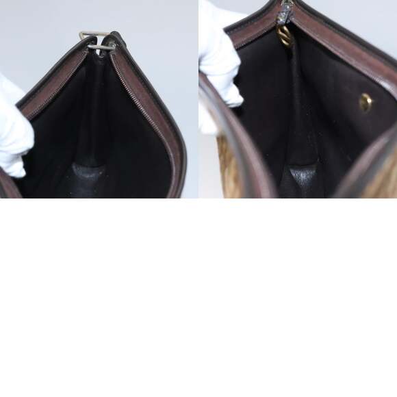 DIOR Trotter Canvas Shoulder Bag Beige Dark Brown Gold - Picture 12 of 12